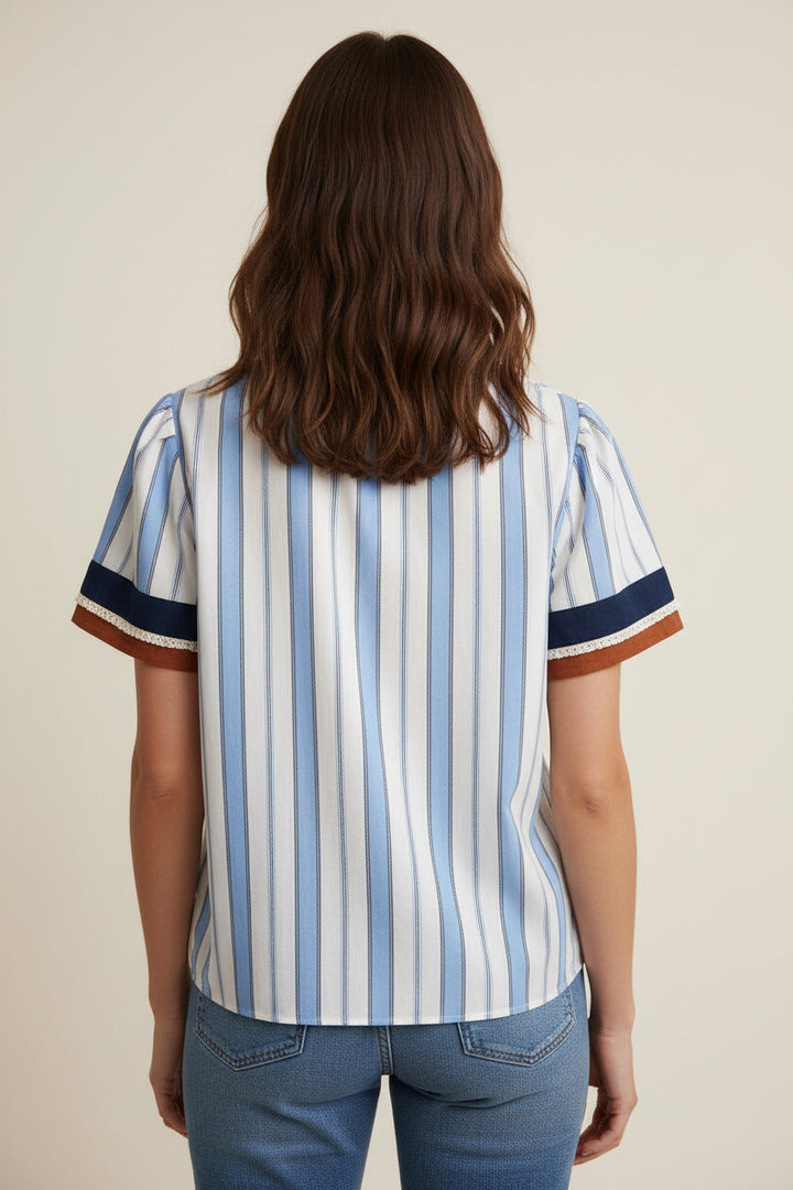 Striped Bubble Sleeve Top