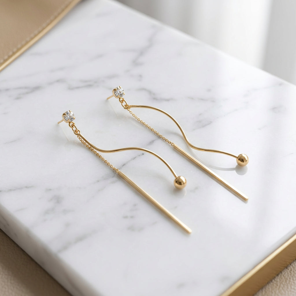 DANGLE WAVE AND BAR EARRINGS