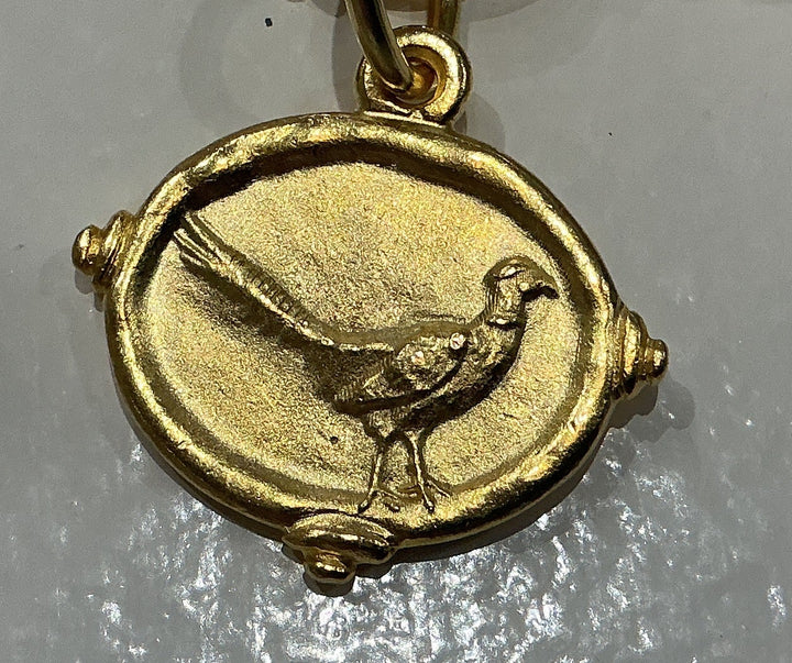 GOLD PHEASANT ON PAPERCLIP NECKLACE