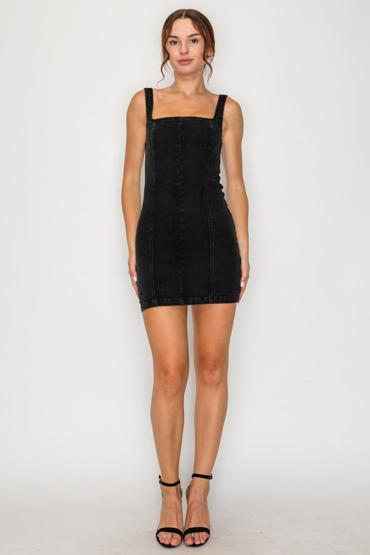 Back Elastic Denim Dress