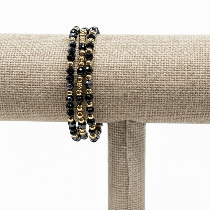 3 PACK OF 4MM GLASS BEADED BRACELETS