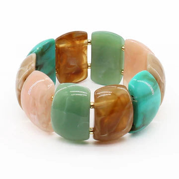 Resin Marbled 1" Wide Stretch Bracelet