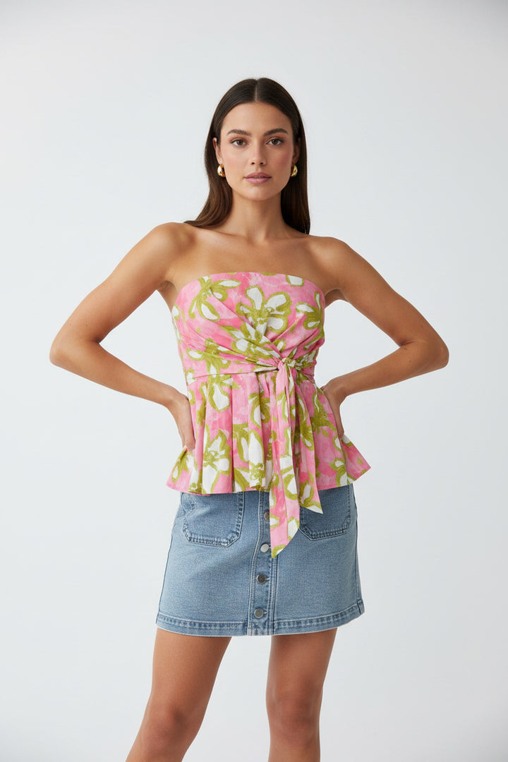 STRAPLESS FRONT TIE TOP