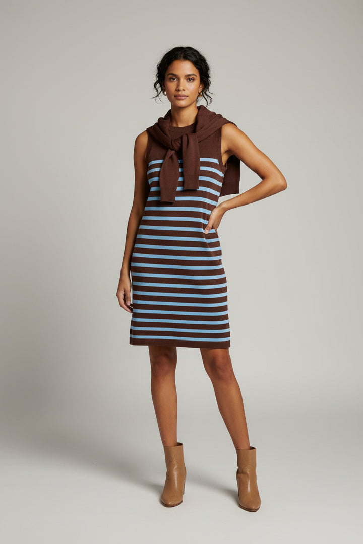 FAUX SHAWL SLEEVELESS MINI DRESS