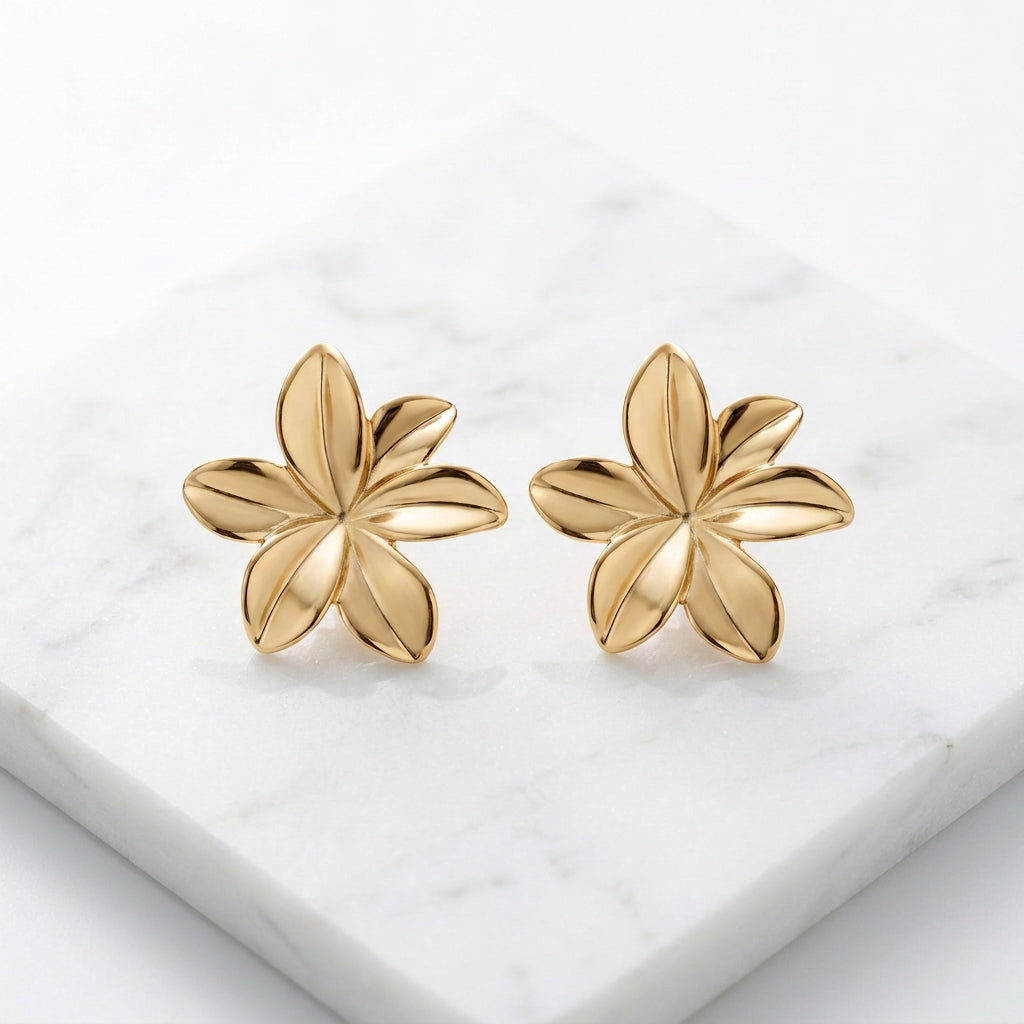GOLD HIBISCUS POST EARRINGS