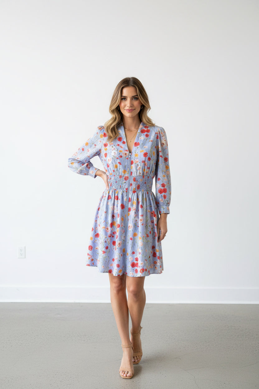 LONG SLEEVE ZIPPER DRESS