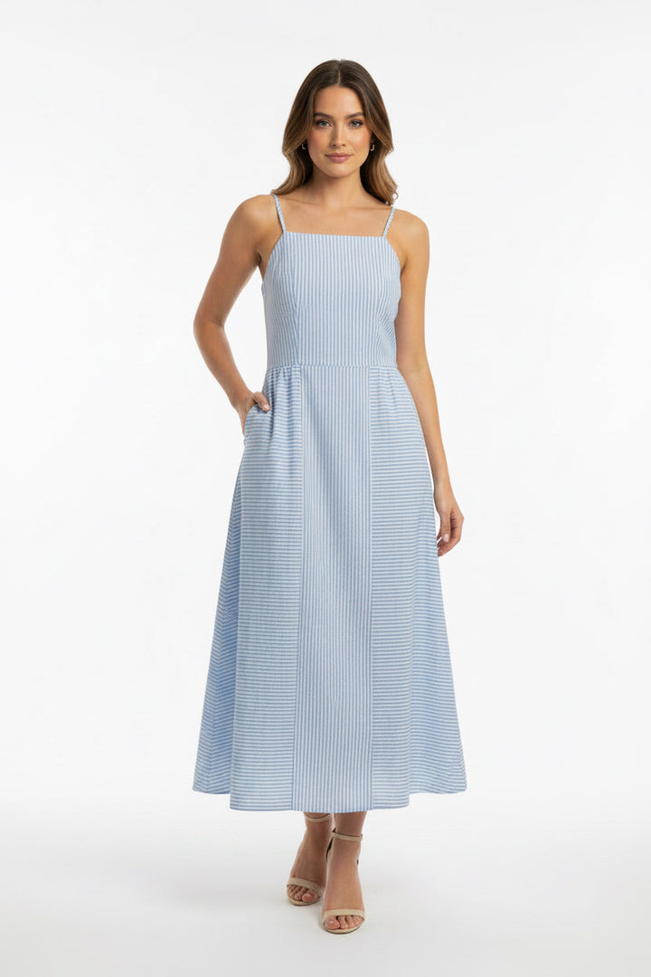 THIN STRAP STRIPE DRESS