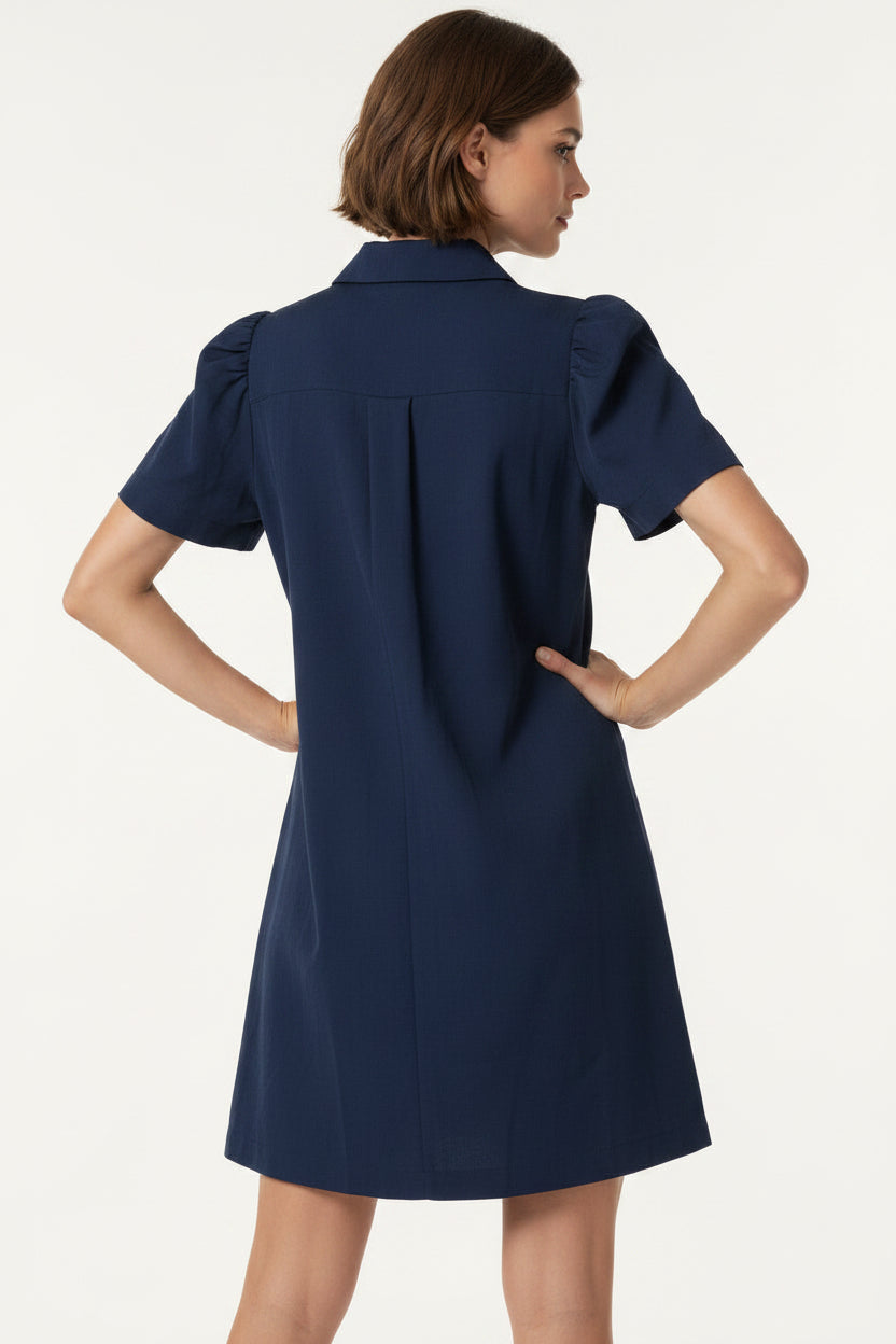 COLLAR NECK BUTTON DOWN MINI DRESS
