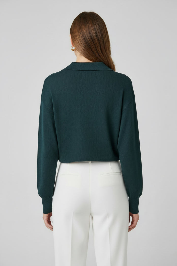FAUX WRAP COLLARED TOP