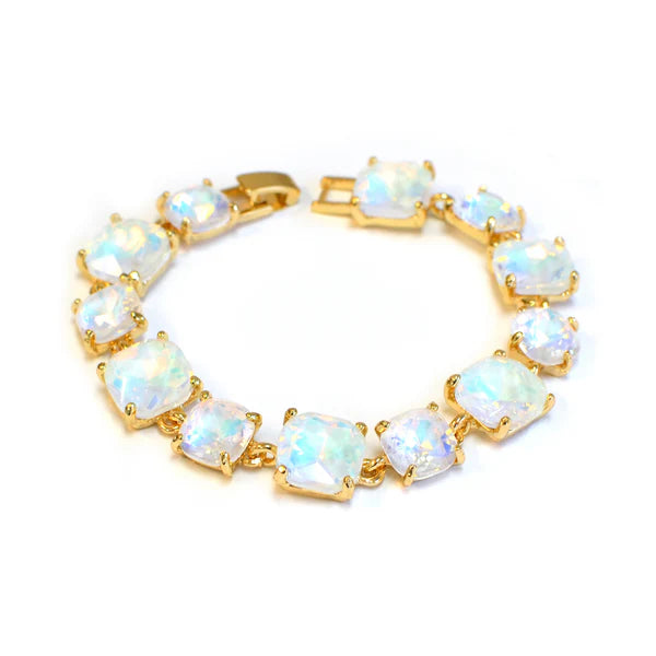 PASTEL WHITE GLASS CRYSTAL 7.5" BRACELET