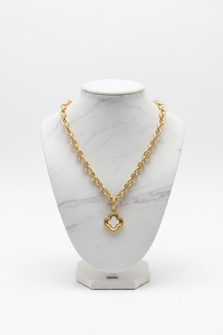 Gold Clover & Mother of the Pearl Necklace