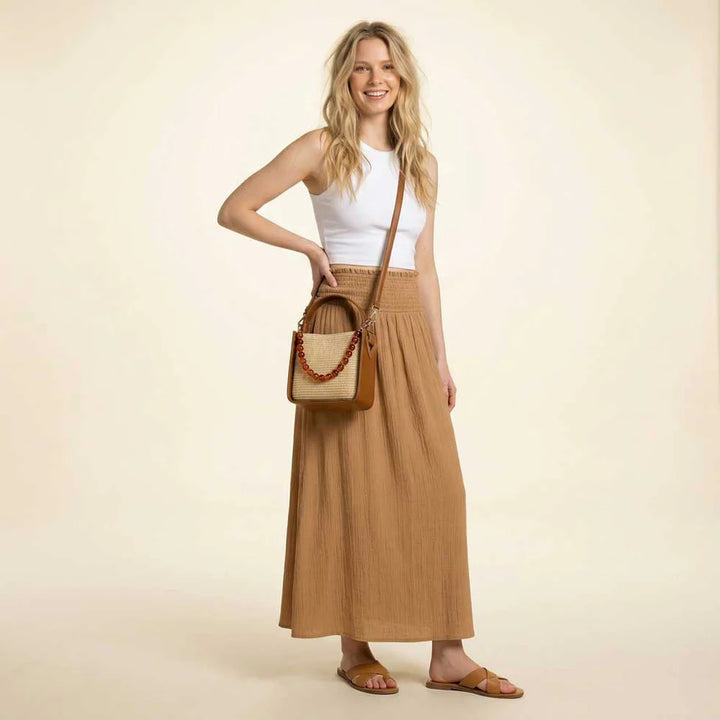 CARLY RAFFIA CROSSBODY HANDBAG