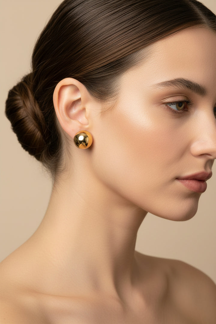 18K GOLD FILLED LARGE BALL STUDS