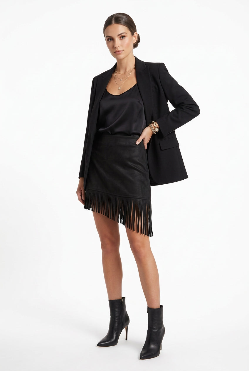 ASYMETRICAL FRINGE SKIRT