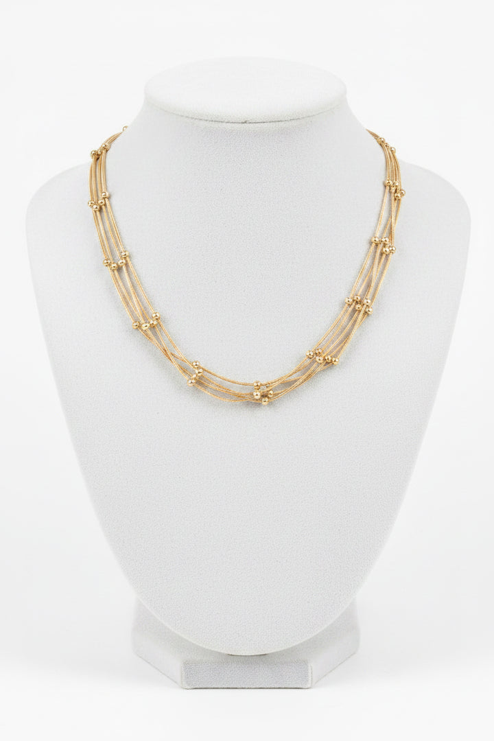 MULTILAYERED NECKLACE WITH BALL ACCENTS
