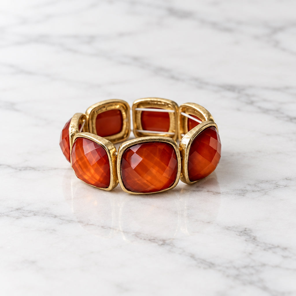 BOLD FACED STONE STRETCH BRACELET