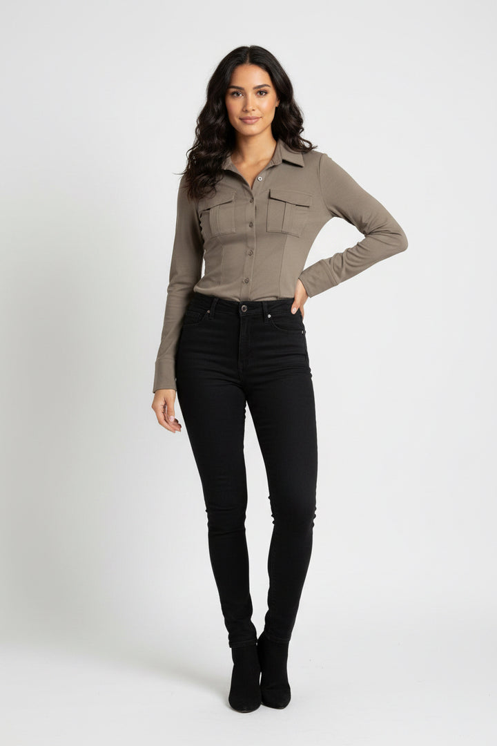 COLLAR SOLID LONG SLEEVE SHIRT
