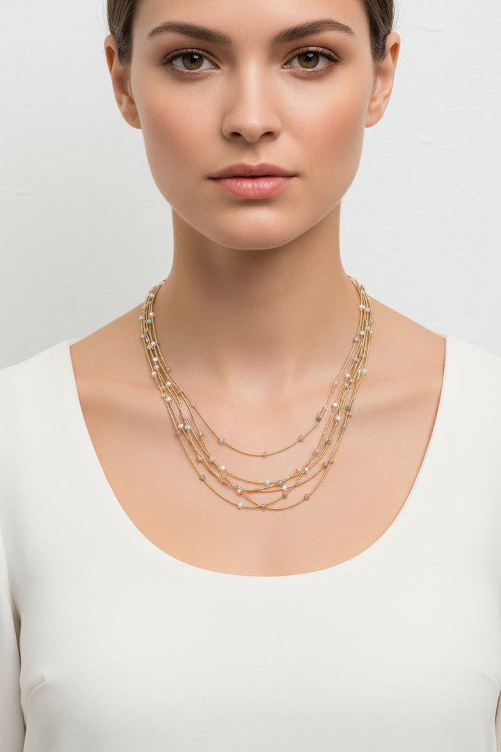 GLASS BEAD MULTI STRANDS NECKLACE