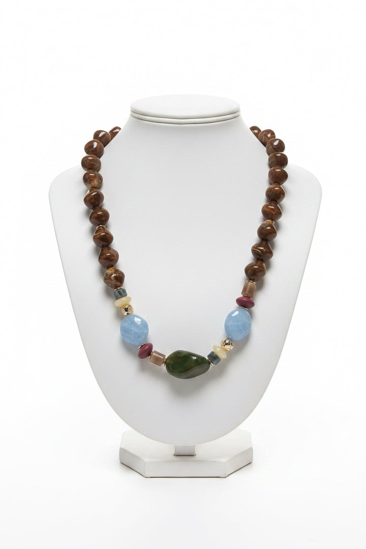MIXED STONE CHUNKY BEADED NECKLACE