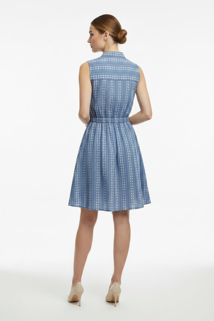 SHIRT DRESS SLEEVELESS V-NECK FIT & FLATRE EMBROIDERY