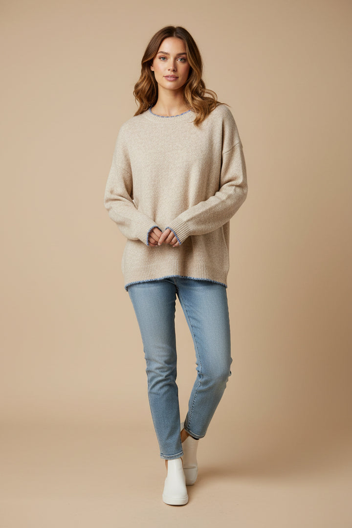 2 TONED MINI SCALLOPED DETAIL SWEATER