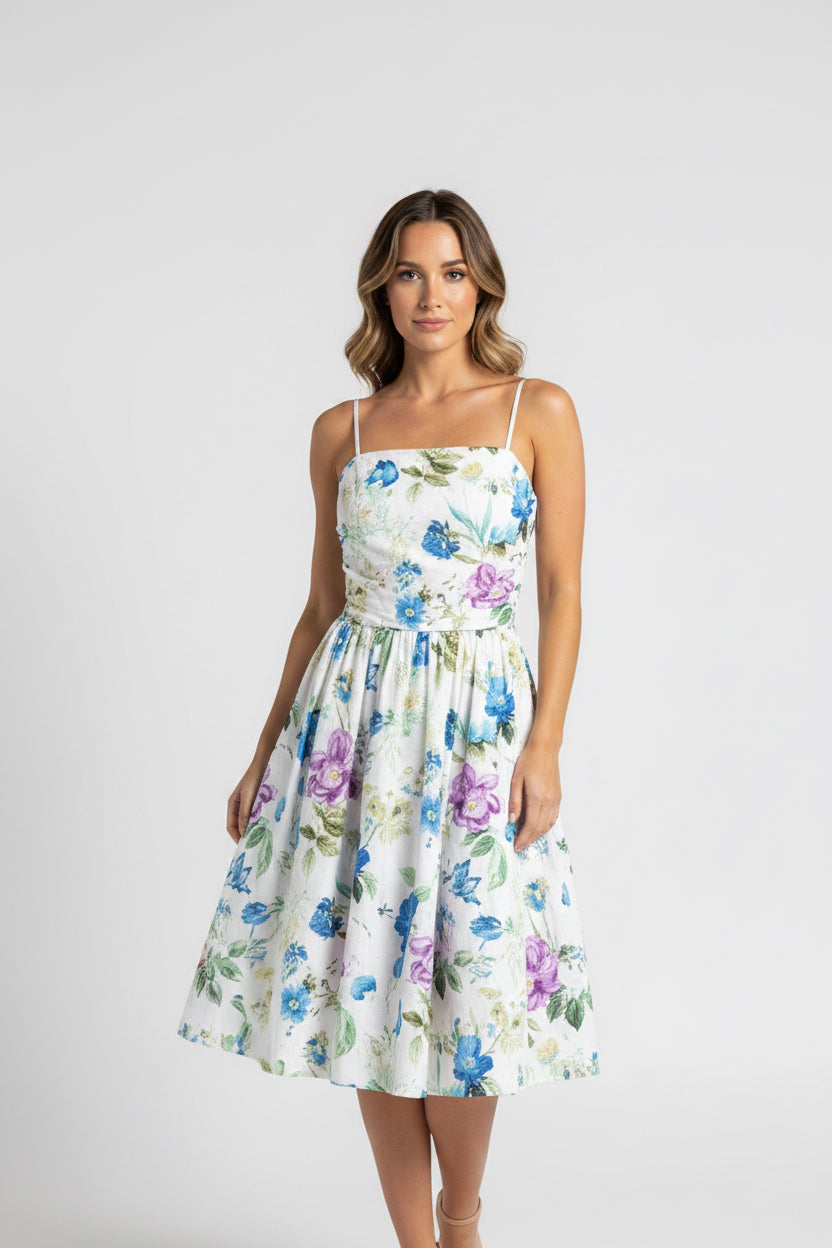 Eyelet Dress with Floral Pattern