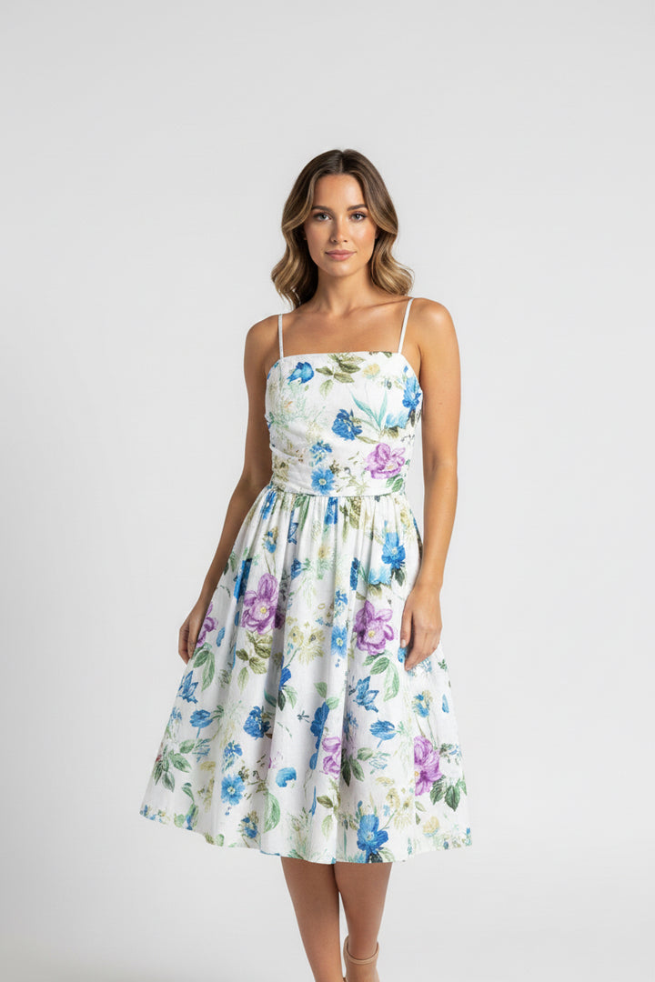 Eyelet Dress with Floral Pattern