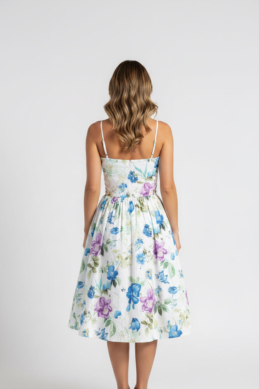 Eyelet Dress with Floral Pattern