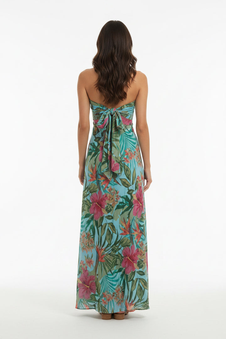 STRAPLESS WITH BACK TIE MAXI DRESS