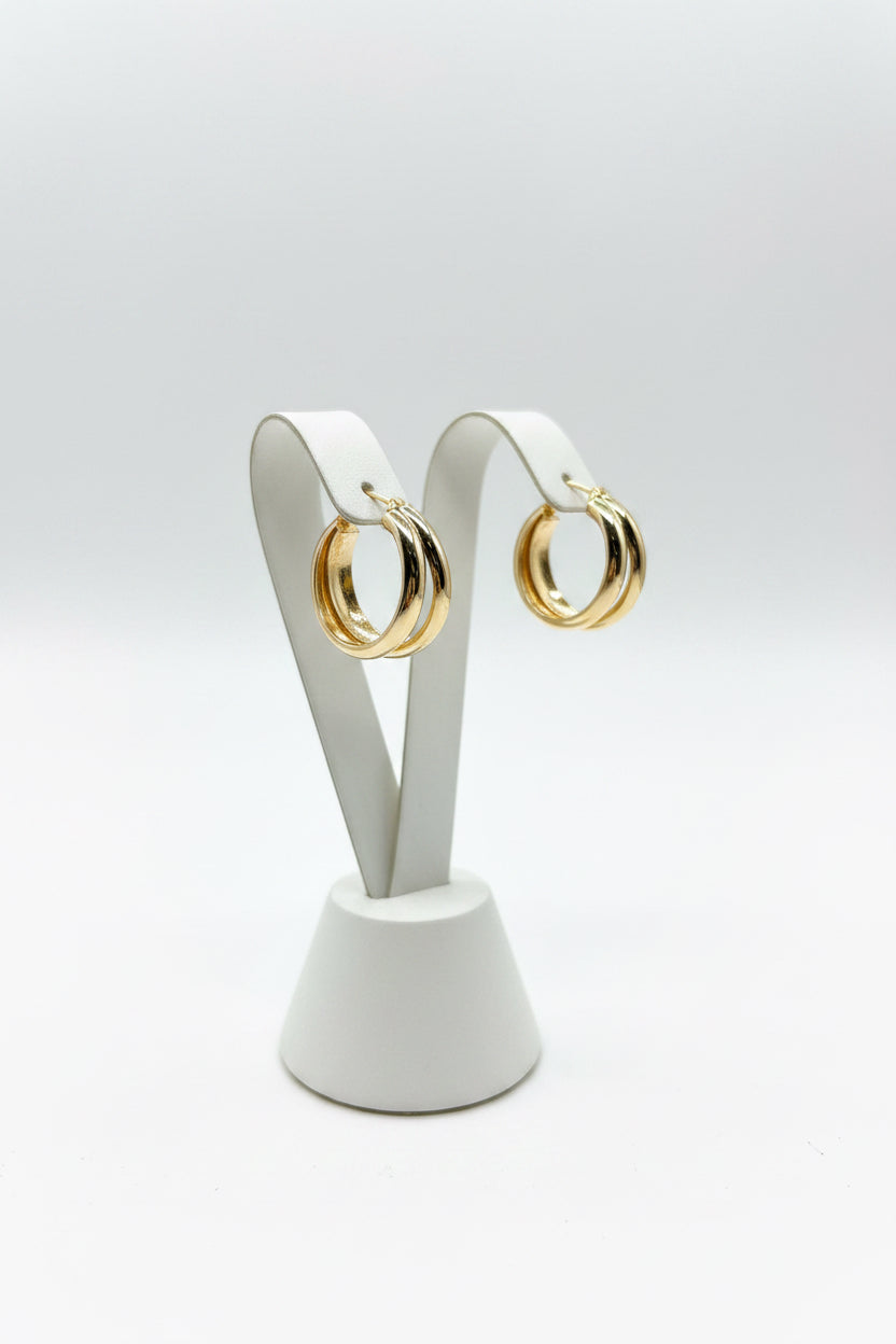 18K GOLD FILLED 2 STRAND TWISTED HUGGIE HOOP
