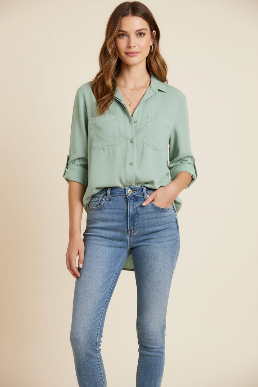Split Back Button Down