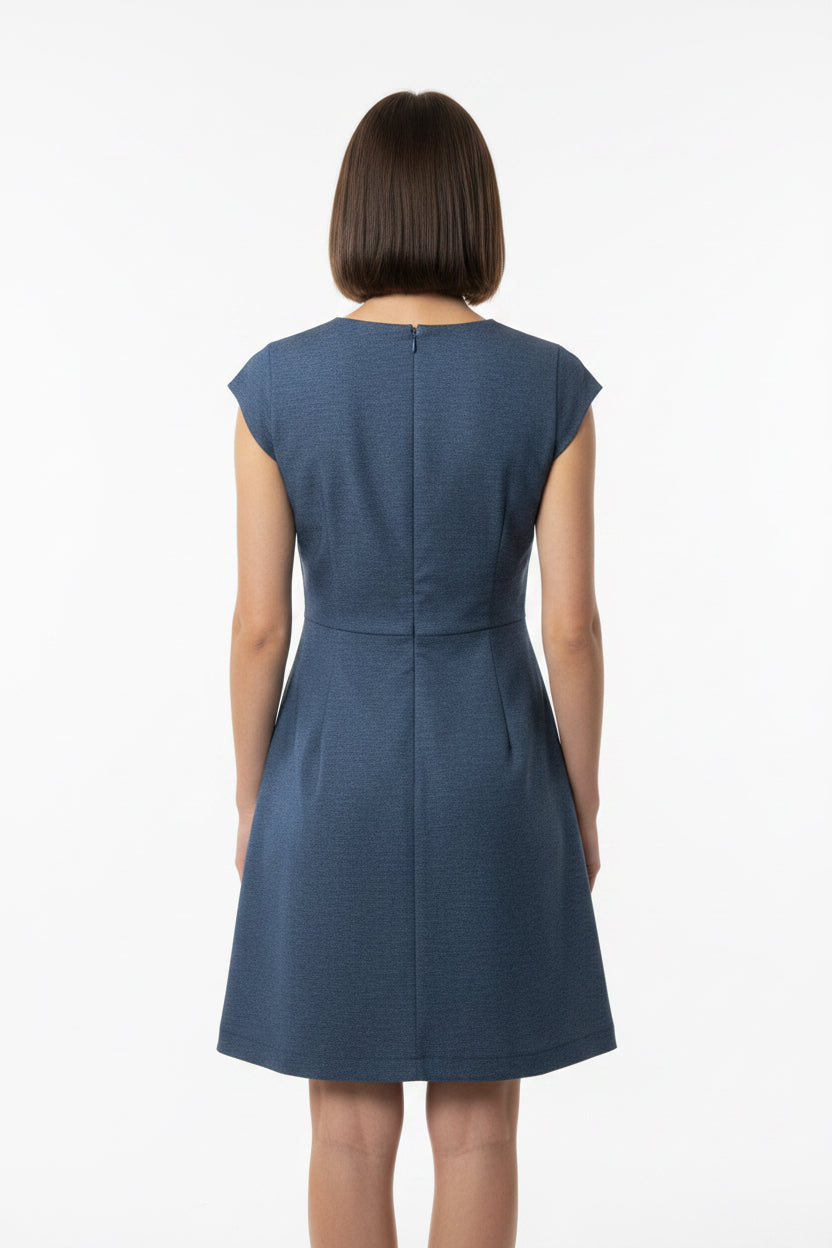 DENIM SHORT DRESS WITH FRONT POCKETS