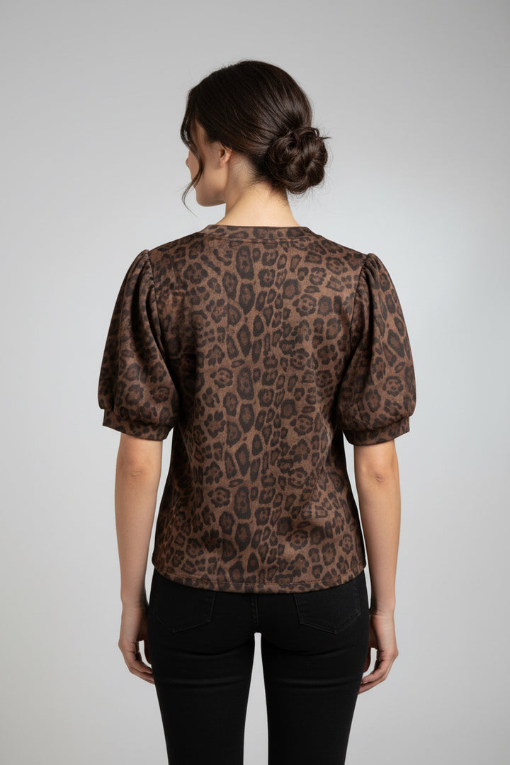 SUEDE ANIMAL PRINT TOP