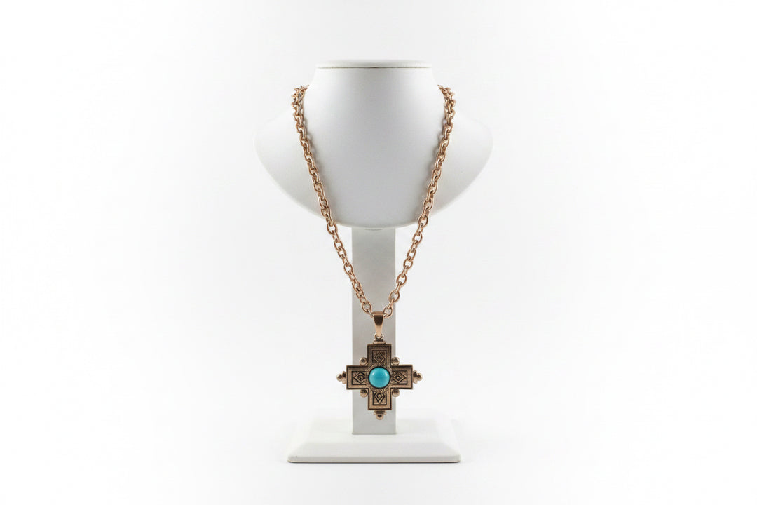 Chunky Turquoise Pearl on Cross