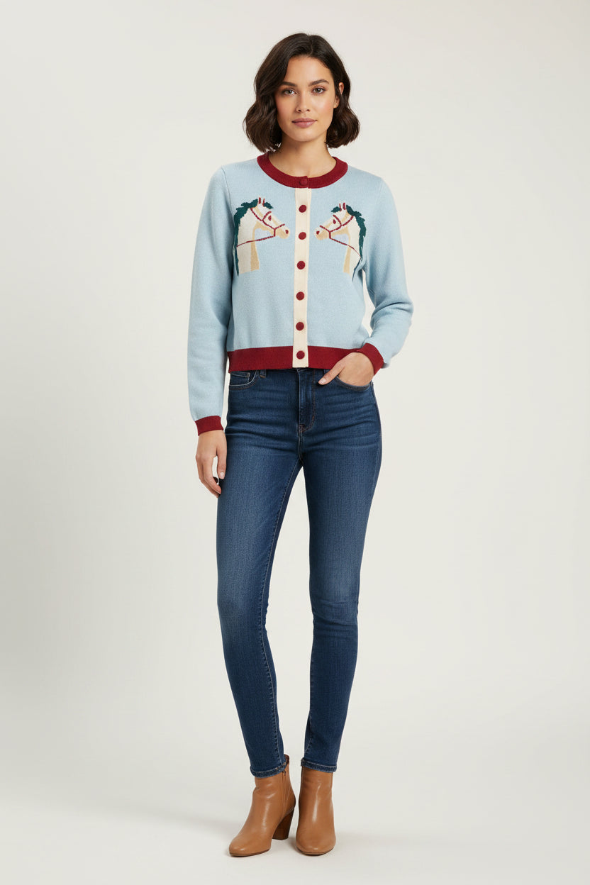 DOUBLE HORSE KNIT CARDIGAN