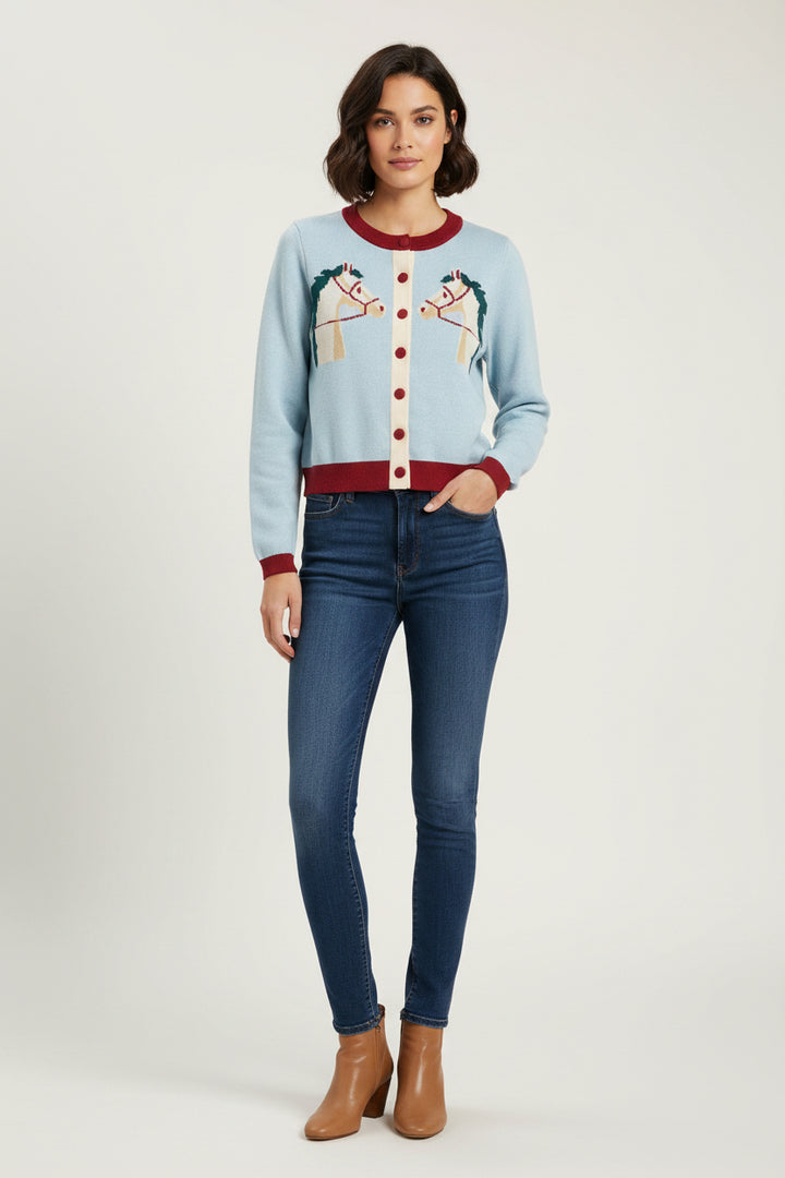 DOUBLE HORSE KNIT CARDIGAN