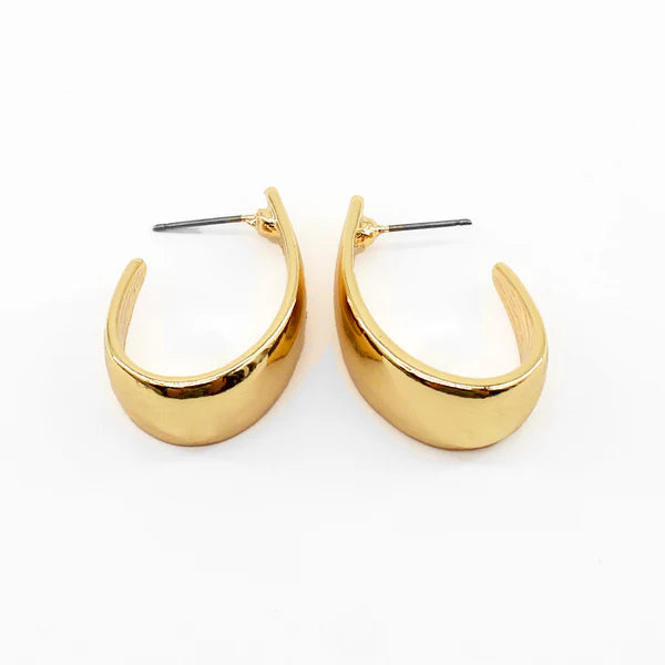 FLAT GOLD .3" WIDE HOOP EARRING