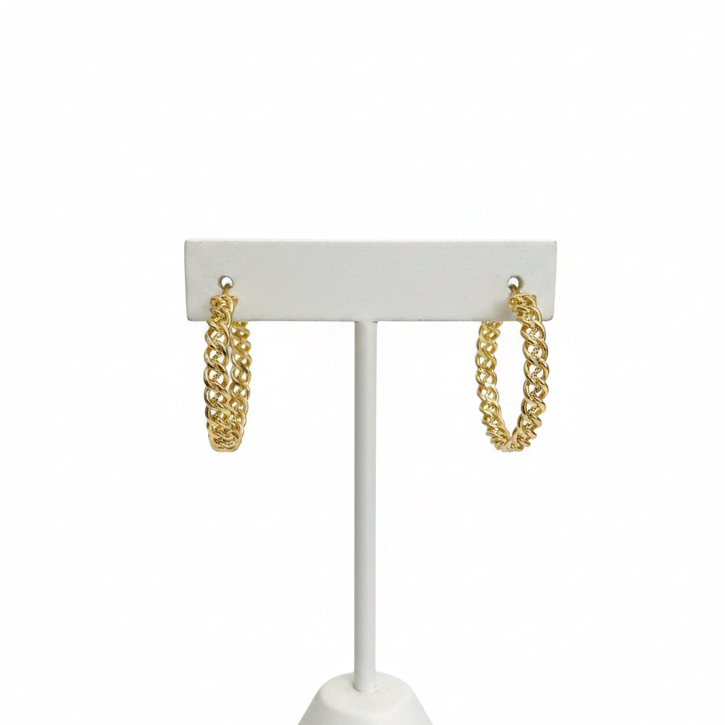 BRAIDED 18K GOLD FILLED EARRING HOOPS