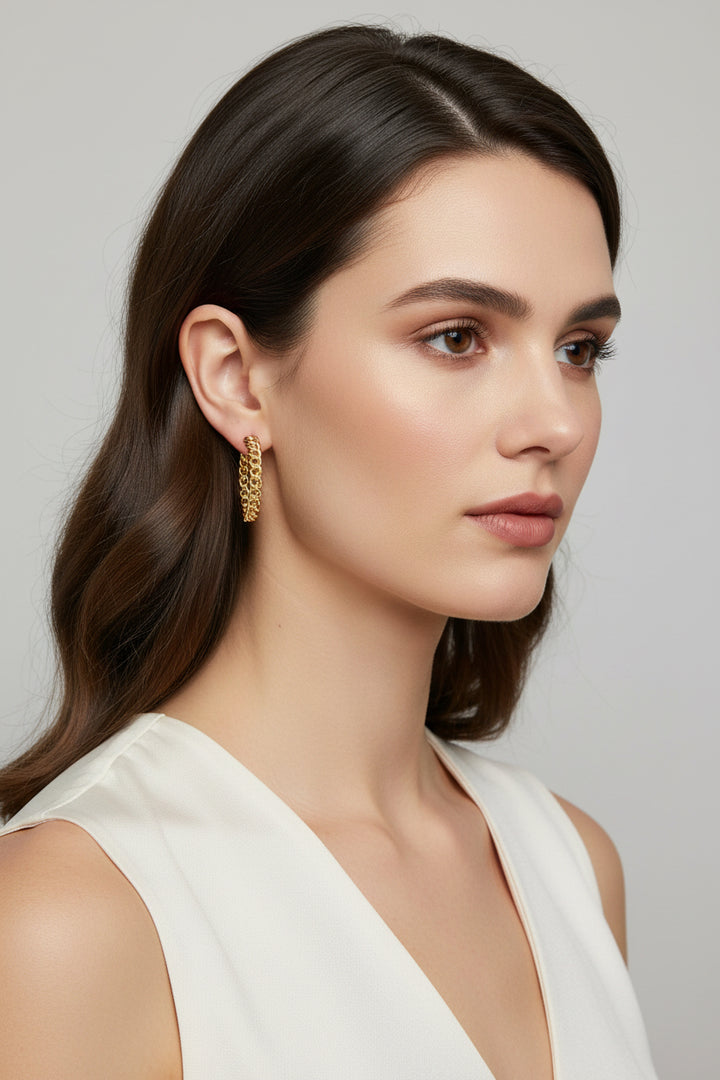 BRAIDED 18K GOLD FILLED EARRING HOOPS