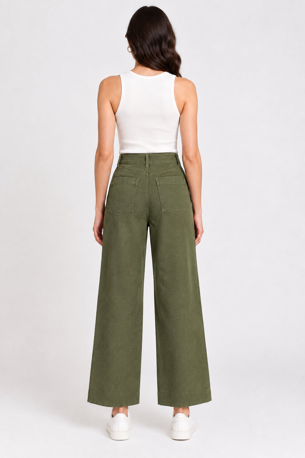 COLETTE CROPPED SCALLOP POCKET DETAIL WIDE-LEG PANTS