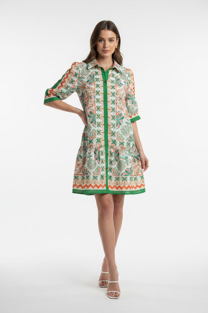 FLUTTER HEM BUTTONS DRESS