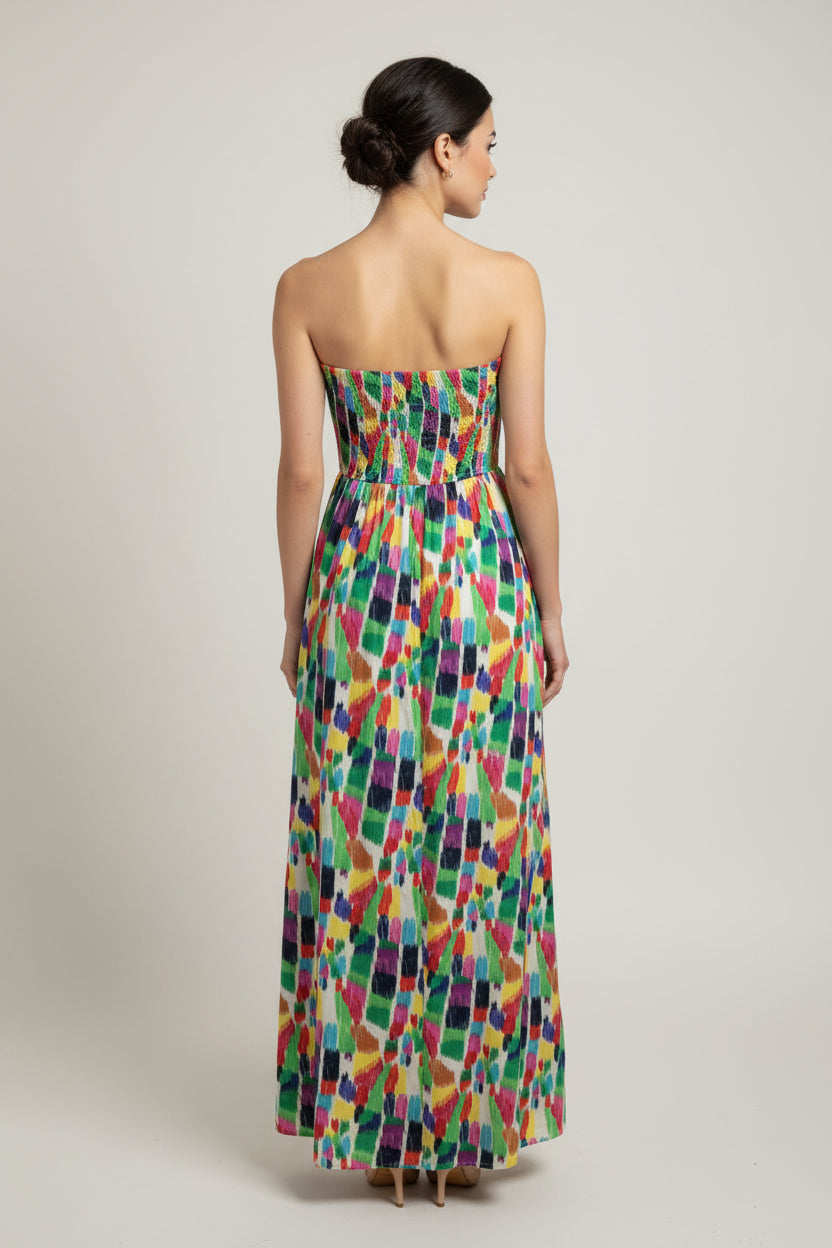 RAINBOW STROKES MIDI DRESS