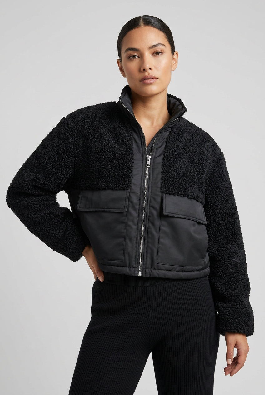 FUNNEL NECK UTILITY SHERPA JACKET