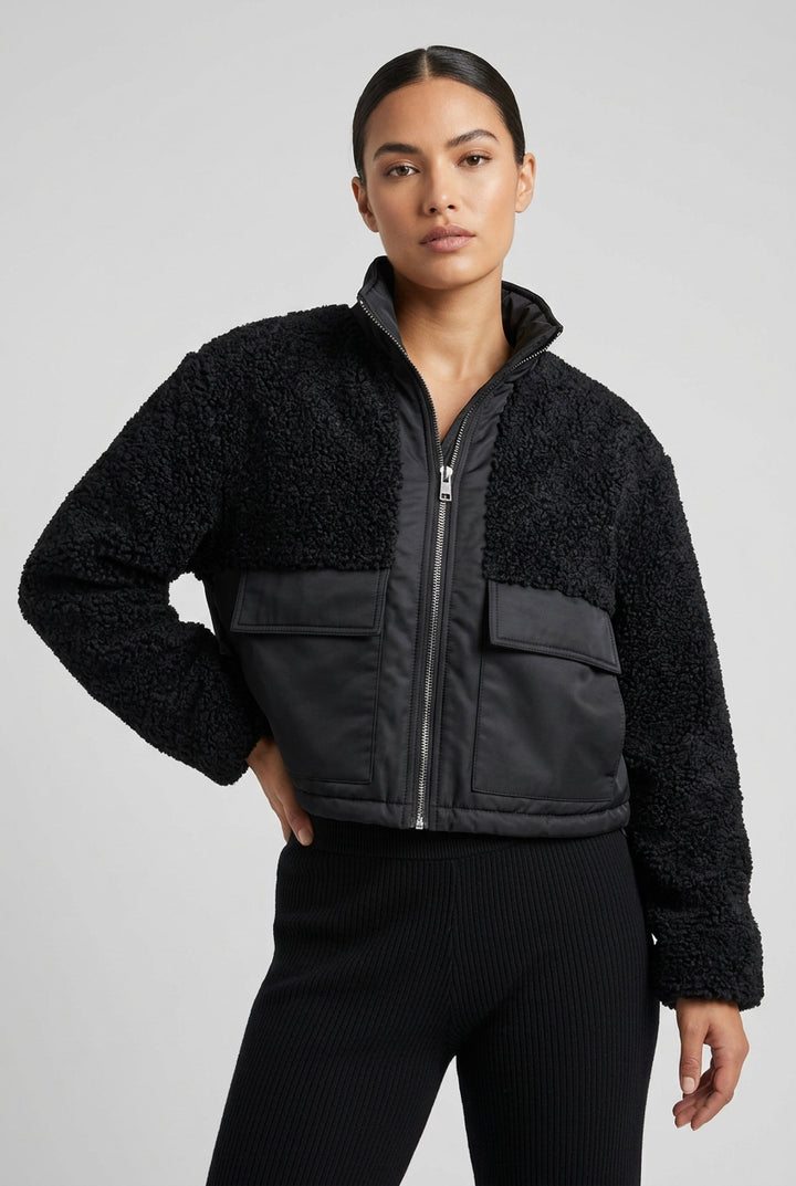 FUNNEL NECK UTILITY SHERPA JACKET
