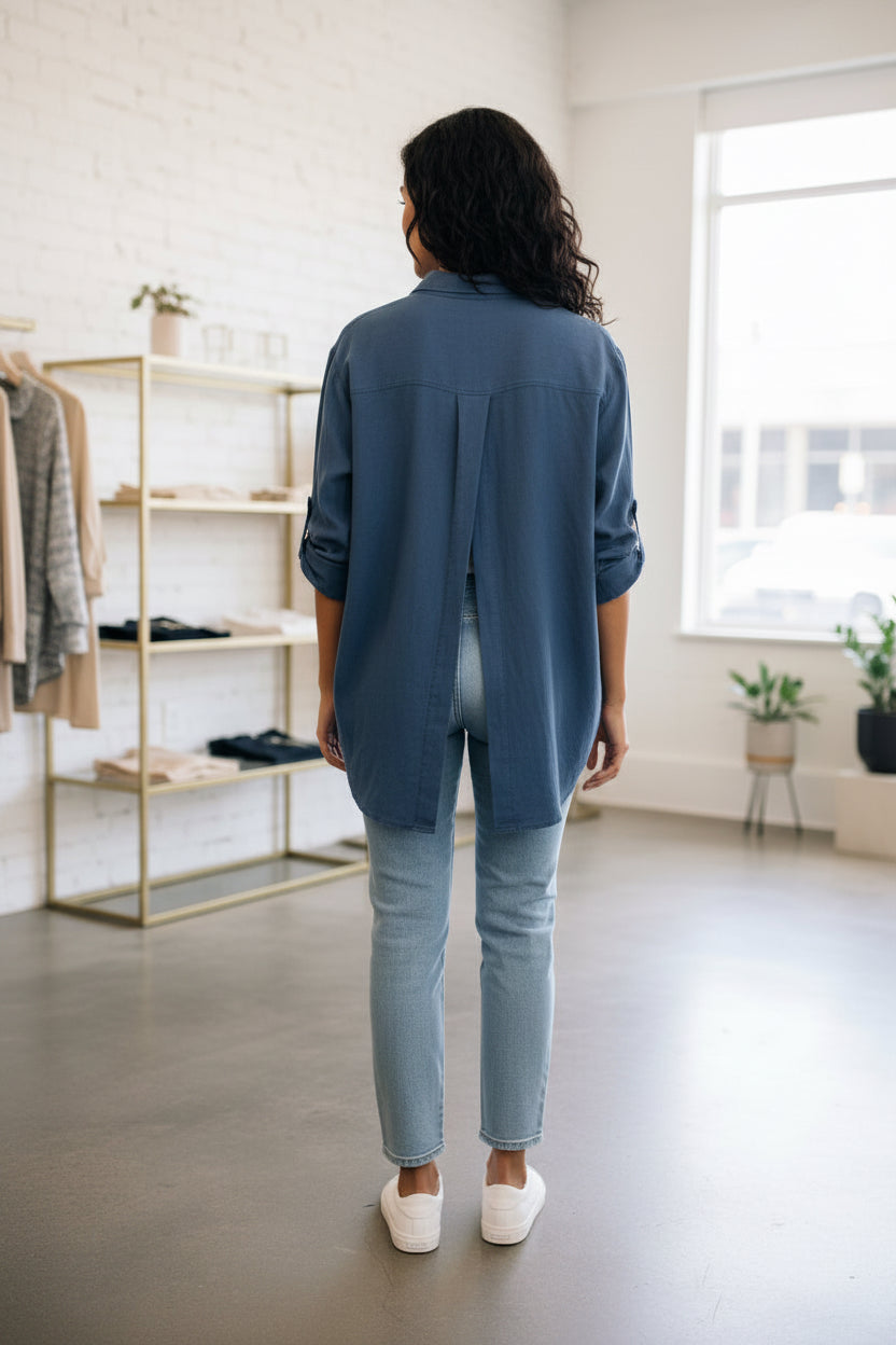 Split Back Button Down