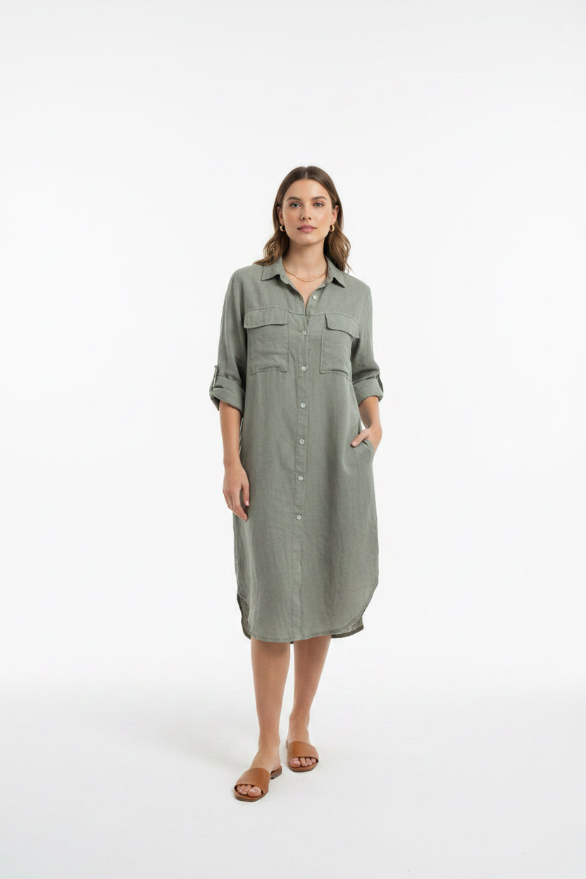 2 POCKET BUTTON DRESS