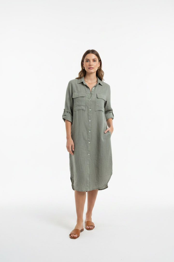2 POCKET BUTTON DRESS