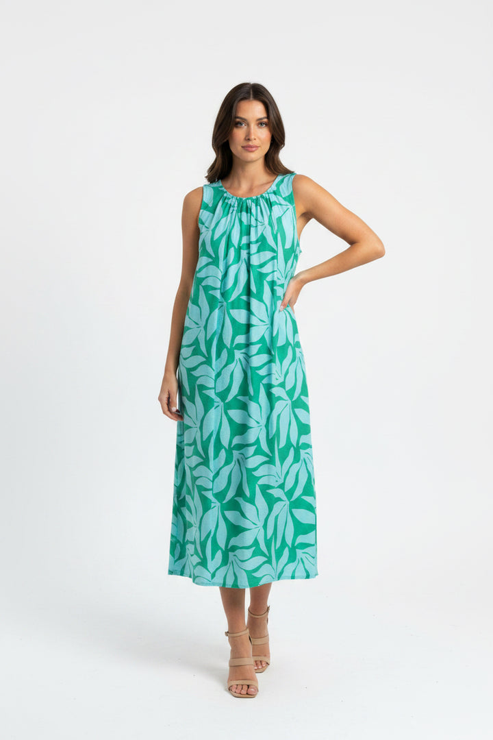 SLEEVELESS DRESS WITH FRONT PLEAT