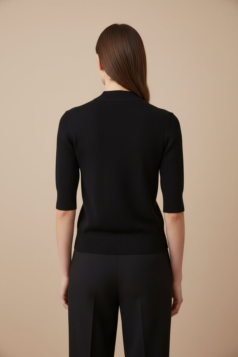 MOCK NECK SHORT SLEEVE SWEATER