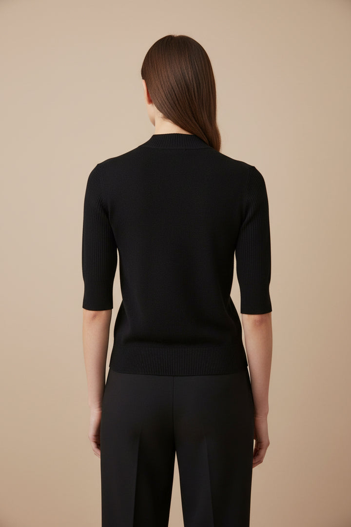 MOCK NECK SHORT SLEEVE SWEATER